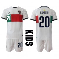 Portugal Joao Cancelo #20 Udebane Trøje Børn VM 2022 Kortærmet (+ Korte bukser)